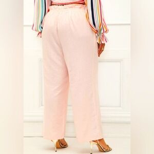 ELOQUII Elements Paperbag Waist Wide Leg Pants - Pink
